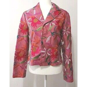 Daniela Vecchi Pink Floral Embroidered Blazer Jacket Italy Size 44 US 8
